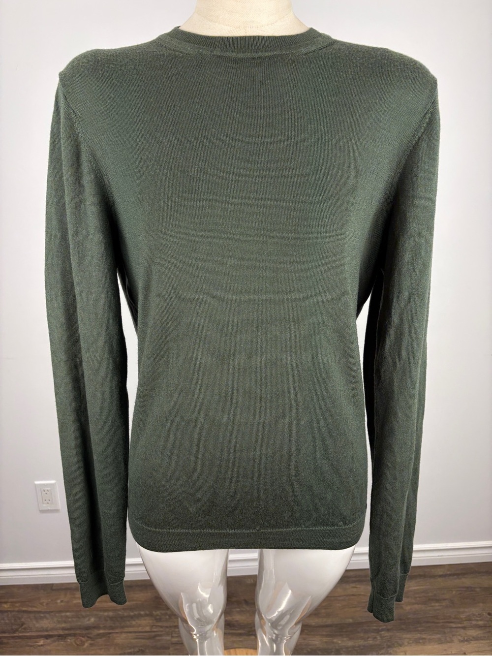 Frank And Oak Olive Green Crewneck Wool Knit Sweater Men's M